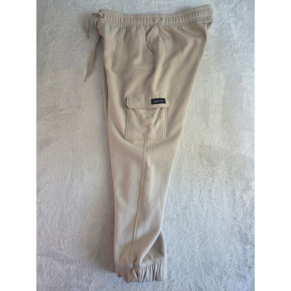 CALVIN KLEIN Woven Label Utility Cargo Joggers Size Large Beige Tan Unisex - Picture 4 of 6